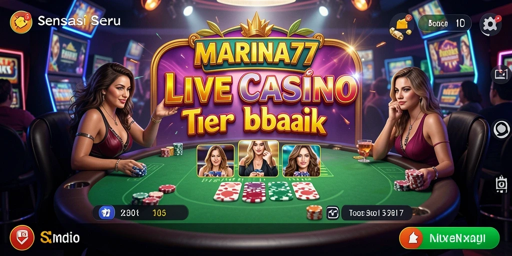 Tangkapan layar gameplay <strong>MARINA77</strong> menunjukkan dealer langsung yang menyenangkan.
