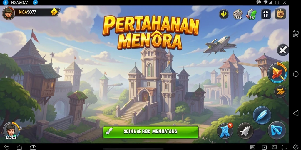 Screenshot gameplay NGASO77 menampilkan aksi seru pertahanan menara.