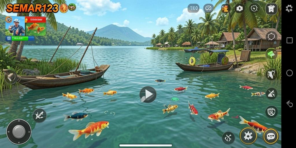Tangkapan ikan yang realistis di SEMAR123 saat gameplay.