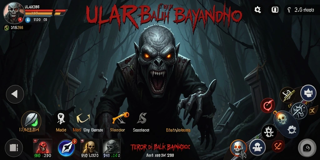 Screenshot gameplay ULAR288 menampilkan suasana horor yang mencekam.
